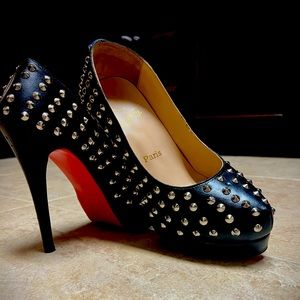 Christian Louboutin Black Leather Platform Heels W/ Spikes